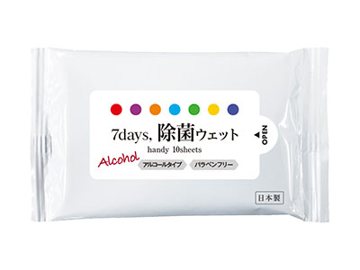 7days,除菌ウェット アルコールハンディ10枚