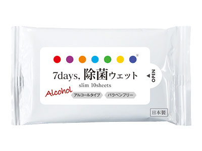 7days,除菌ウェット アルコールスリム10枚