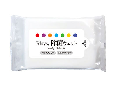 7days,除菌ウェット ノンアルコールハンディ10枚