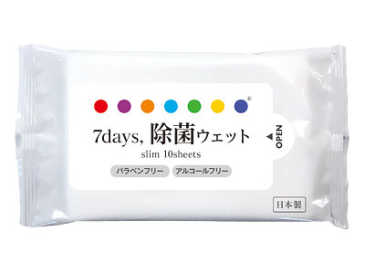 7days,除菌ウェット ノンアルコールスリム10枚